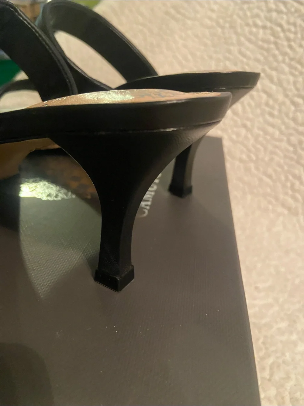 Vince Camuto Black Double-Strap Mid Heel Sandals